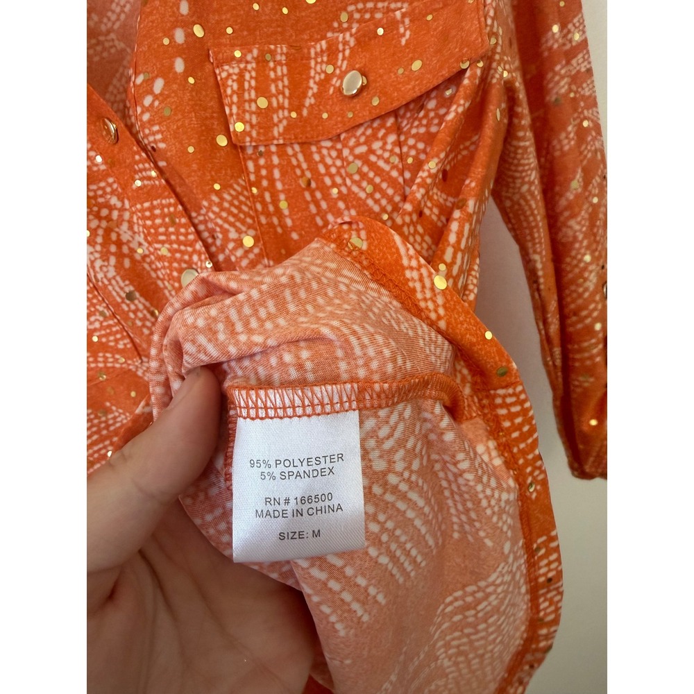Delilah & Co Orange Embellished Button-Down Blouse – Women's Medium – NWOT - Picture 3 of 4